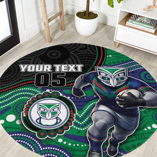 Custom Warriors Round Carpet Tiki Mascot With Aboriginal Indigenous