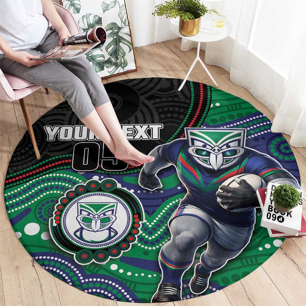 Custom Warriors Round Carpet Tiki Mascot With Aboriginal Indigenous
