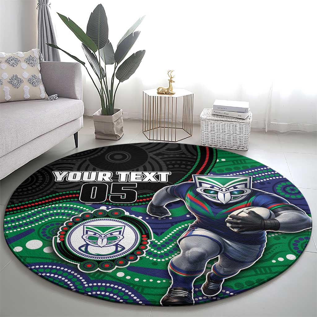 Custom Warriors Round Carpet Tiki Mascot With Aboriginal Indigenous