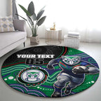 Custom Warriors Round Carpet Tiki Mascot With Aboriginal Indigenous