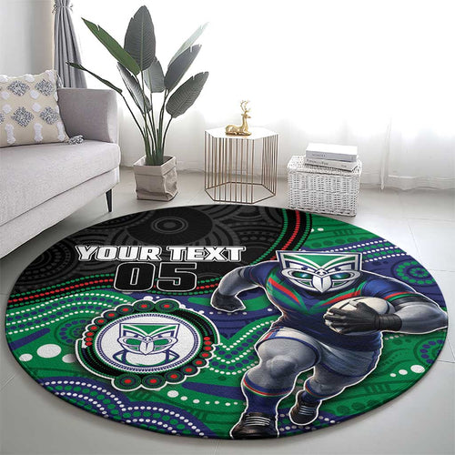 Custom Warriors Round Carpet Tiki Mascot With Aboriginal Indigenous