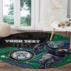 Custom Warriors Round Carpet Tiki Mascot With Aboriginal Indigenous