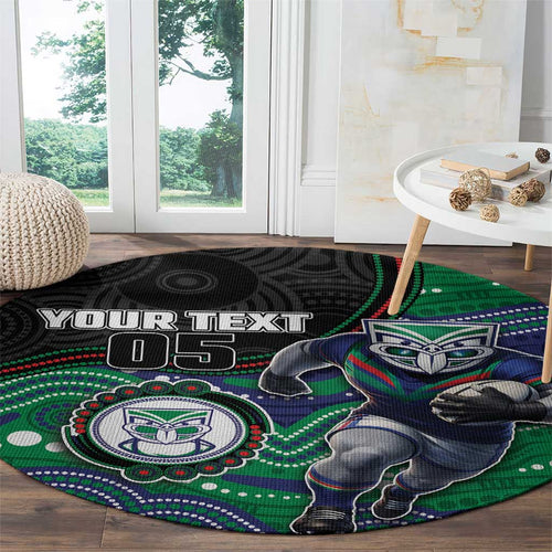 Custom Warriors Round Carpet Tiki Mascot With Aboriginal Indigenous