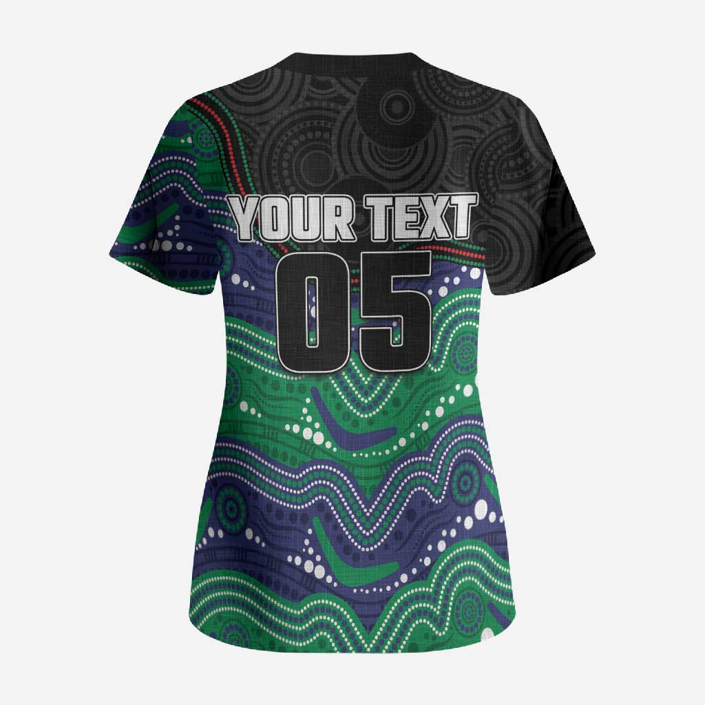 Custom Warriors Scrub Top Tiki Mascot With Aboriginal Indigenous