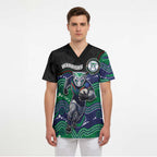 Custom Warriors Scrub Top Tiki Mascot With Aboriginal Indigenous