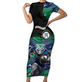Custom Warriors Short Sleeve Bodycon Dress Tiki Mascot With Aboriginal Indigenous
