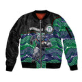 Custom Warriors Sleeve Zip Bomber Jacket Tiki Mascot With Aboriginal Indigenous