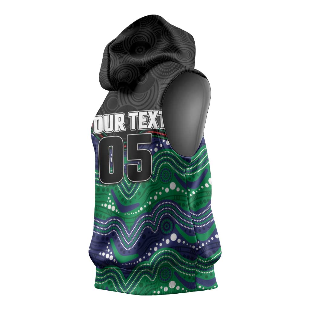 Custom Warriors Sleeveless Hoodie Tiki Mascot With Aboriginal Indigenous