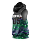 Custom Warriors Sleeveless Hoodie Tiki Mascot With Aboriginal Indigenous