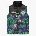 Custom Warriors Sleeveless Puffer Jacket Tiki Mascot With Aboriginal Indigenous