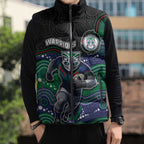 Custom Warriors Sleeveless Puffer Jacket Tiki Mascot With Aboriginal Indigenous