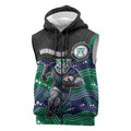 Custom Warriors Sleeveless Zip Hoodie Tiki Mascot With Aboriginal Indigenous