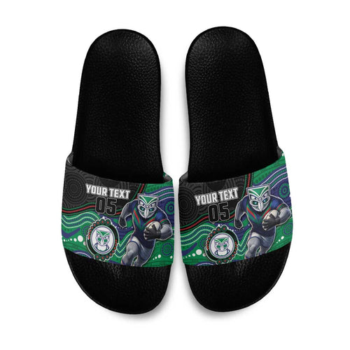 Custom Warriors Slide Sandals Tiki Mascot With Aboriginal Indigenous