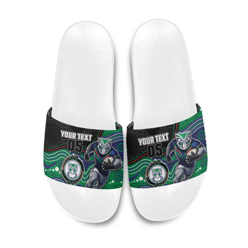 Custom Warriors Slide Sandals Tiki Mascot With Aboriginal Indigenous