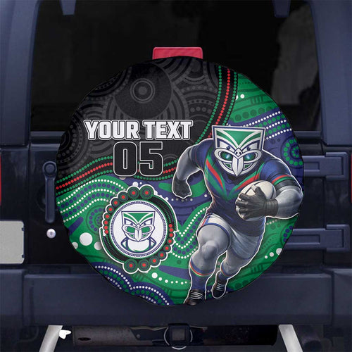 Custom Warriors Spare Tire Cover Tiki Mascot With Aboriginal Indigenous
