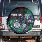 Custom Warriors Spare Tire Cover Tiki Mascot With Aboriginal Indigenous