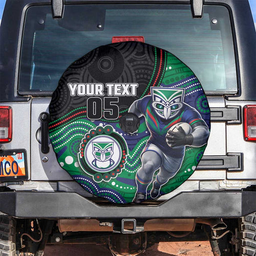 Custom Warriors Spare Tire Cover Tiki Mascot With Aboriginal Indigenous