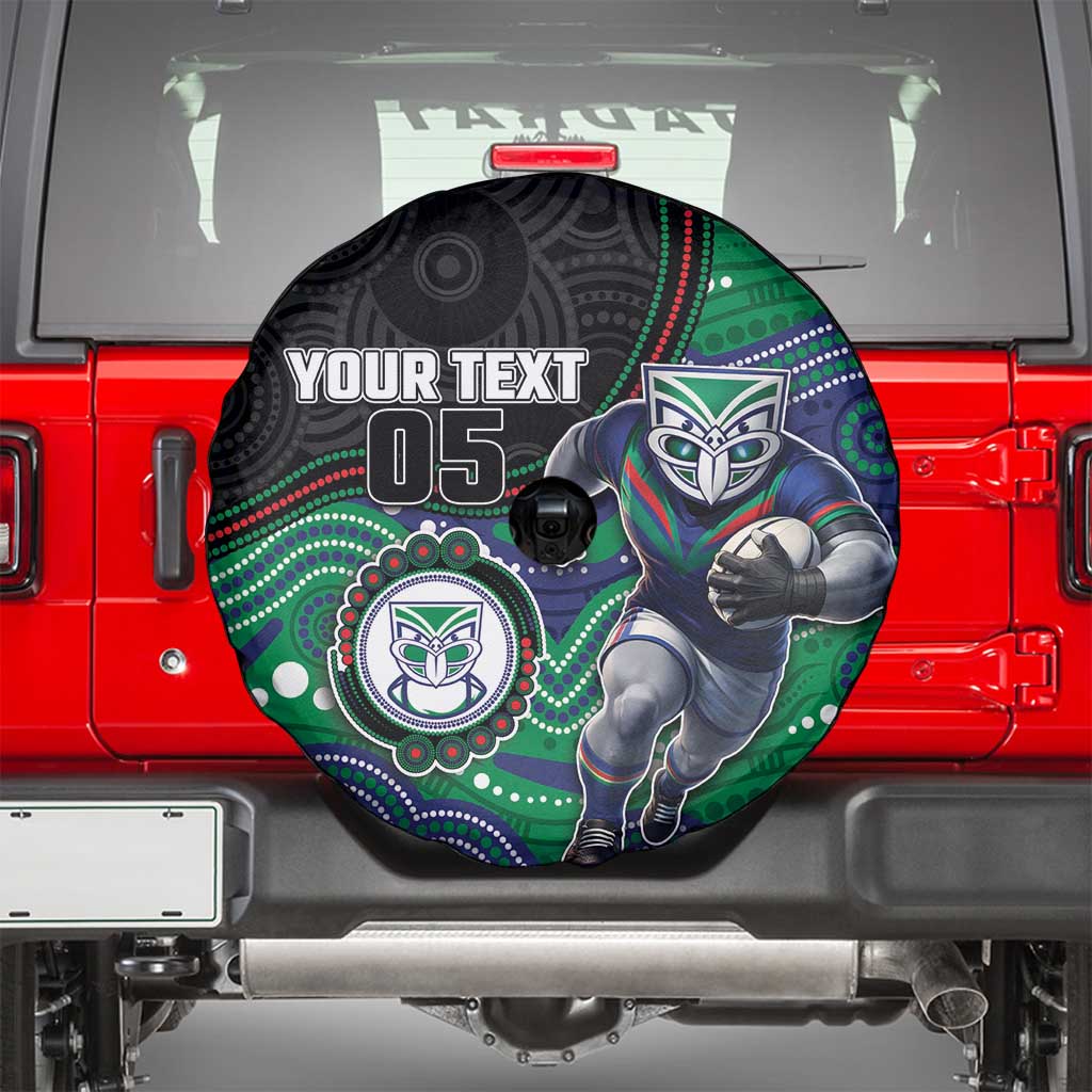Custom Warriors Spare Tire Cover Tiki Mascot With Aboriginal Indigenous