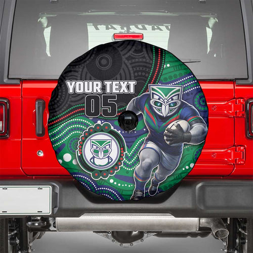 Custom Warriors Spare Tire Cover Tiki Mascot With Aboriginal Indigenous