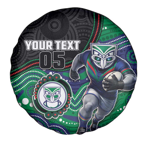Custom Warriors Spare Tire Cover Tiki Mascot With Aboriginal Indigenous