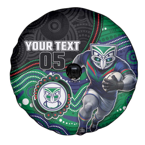 Custom Warriors Spare Tire Cover Tiki Mascot With Aboriginal Indigenous