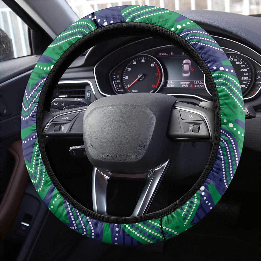 Warriors Steering Wheel Cover Tiki Mascot With Aboriginal Indigenous