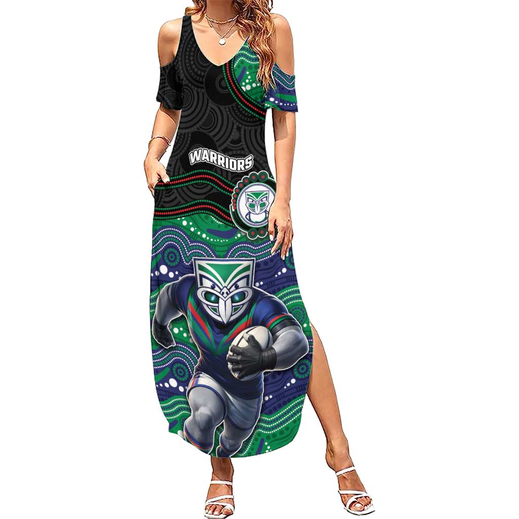 Custom Warriors Summer Maxi Dress Tiki Mascot With Aboriginal Indigenous