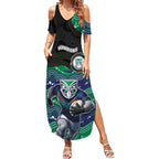 Custom Warriors Summer Maxi Dress Tiki Mascot With Aboriginal Indigenous