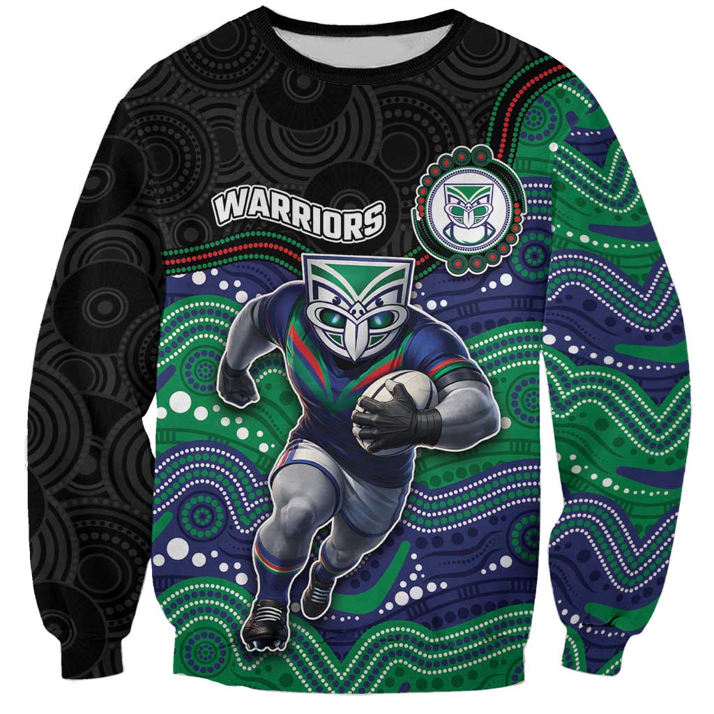 Custom Warriors Sweatshirt Tiki Mascot With Aboriginal Indigenous