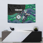 Custom Warriors Tapestry Tiki Mascot With Aboriginal Indigenous