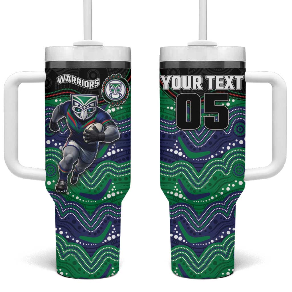 Custom Warriors Tumbler With Handle Tiki Mascot With Aboriginal Indigenous