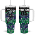 Custom Warriors Tumbler With Handle Tiki Mascot With Aboriginal Indigenous