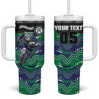 Custom Warriors Tumbler With Handle Tiki Mascot With Aboriginal Indigenous