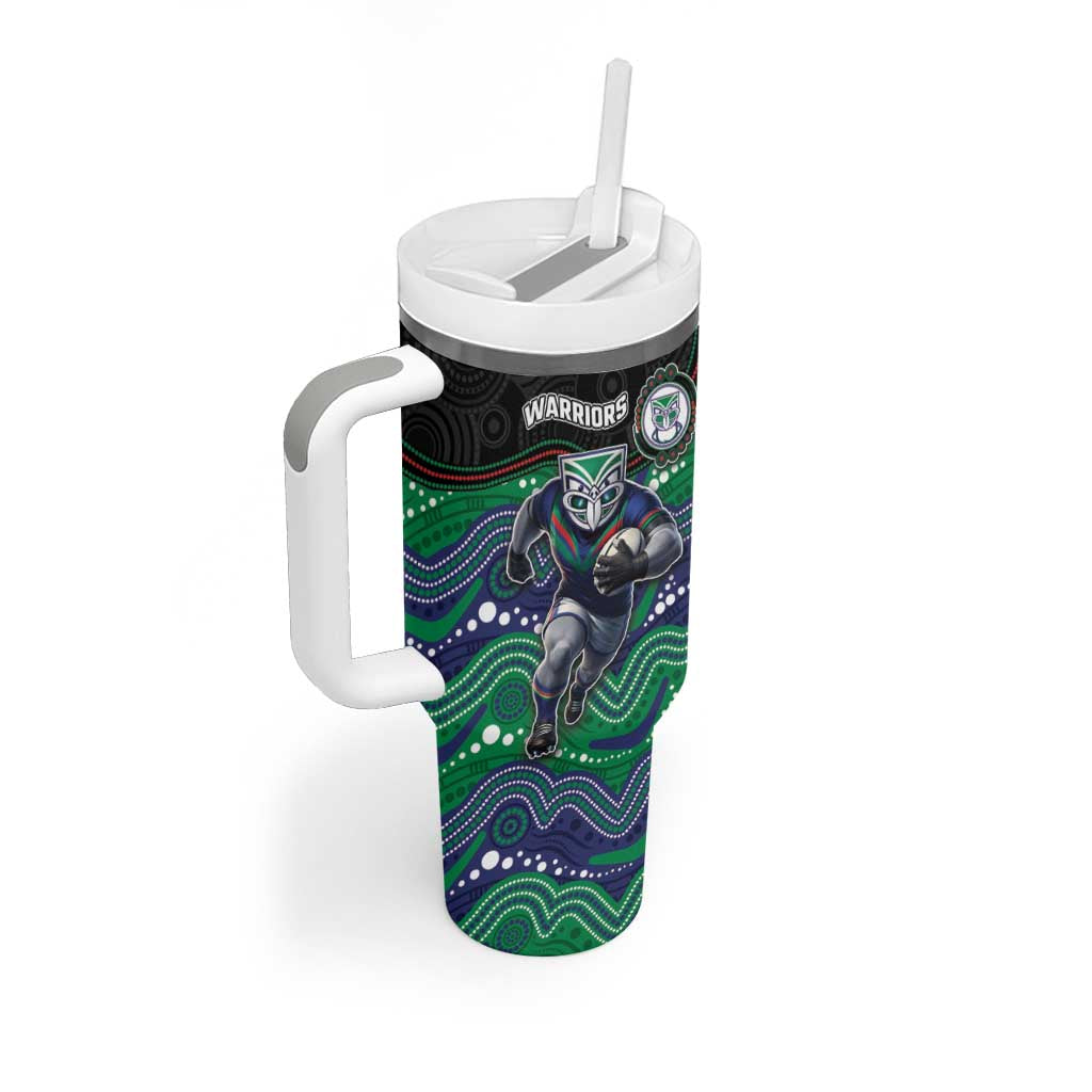 Custom Warriors Tumbler With Handle Tiki Mascot With Aboriginal Indigenous