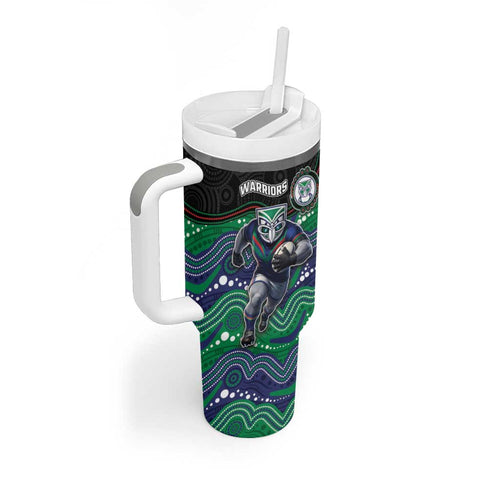 Custom Warriors Tumbler With Handle Tiki Mascot With Aboriginal Indigenous