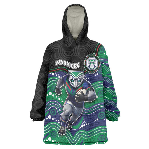 Custom Warriors Wearable Blanket Hoodie Tiki Mascot With Aboriginal Indigenous