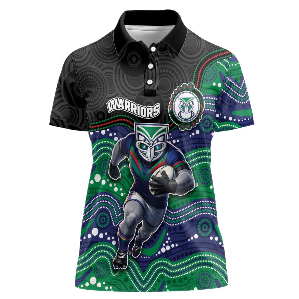 Custom Warriors Women Polo Shirt Tiki Mascot With Aboriginal Indigenous