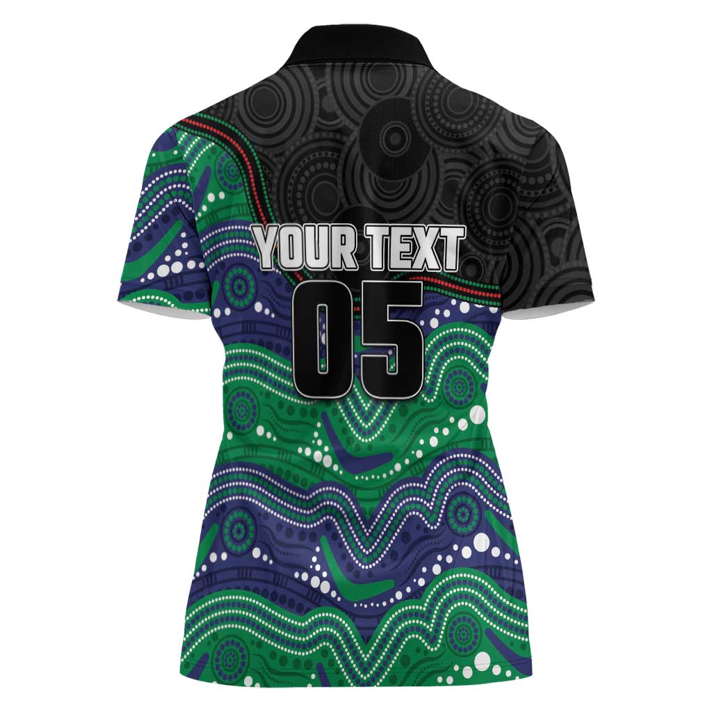 Custom Warriors Women Polo Shirt Tiki Mascot With Aboriginal Indigenous