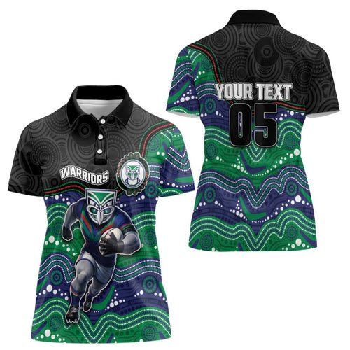 Custom Warriors Women Polo Shirt Tiki Mascot With Aboriginal Indigenous