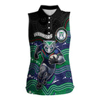 Custom Warriors Women Sleeveless Polo Shirt Tiki Mascot With Aboriginal Indigenous