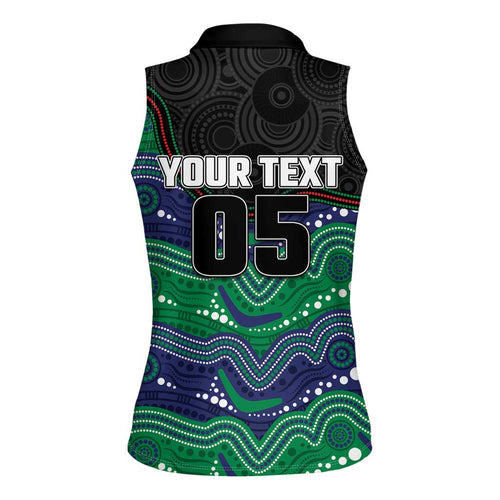 Custom Warriors Women Sleeveless Polo Shirt Tiki Mascot With Aboriginal Indigenous