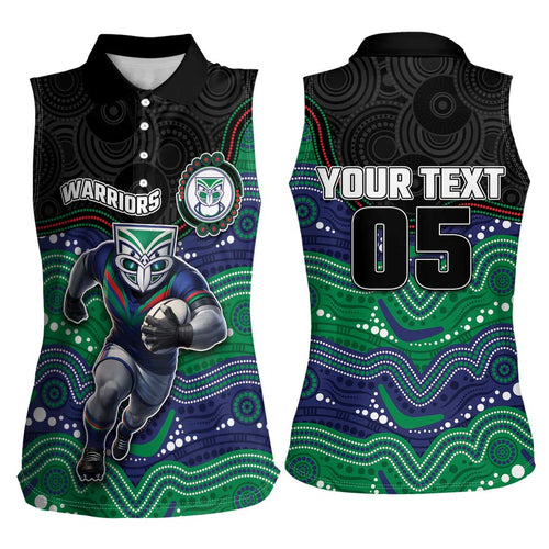 Custom Warriors Women Sleeveless Polo Shirt Tiki Mascot With Aboriginal Indigenous