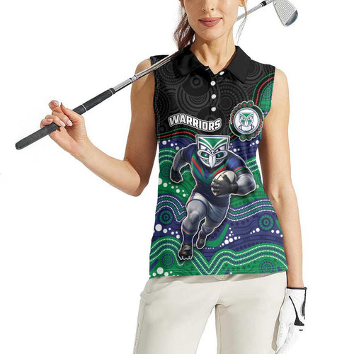 Custom Warriors Women Sleeveless Polo Shirt Tiki Mascot With Aboriginal Indigenous