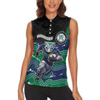 Custom Warriors Women Sleeveless Polo Shirt Tiki Mascot With Aboriginal Indigenous