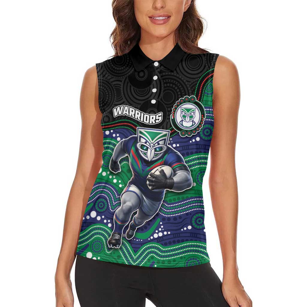 Custom Warriors Women Sleeveless Polo Shirt Tiki Mascot With Aboriginal Indigenous