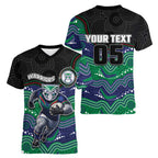 Custom Warriors Women V-Neck T-Shirt Tiki Mascot With Aboriginal Indigenous
