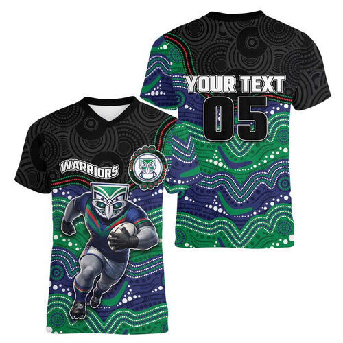 Custom Warriors Women V-Neck T-Shirt Tiki Mascot With Aboriginal Indigenous