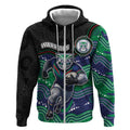 Custom Warriors Zip Hoodie Tiki Mascot With Aboriginal Indigenous