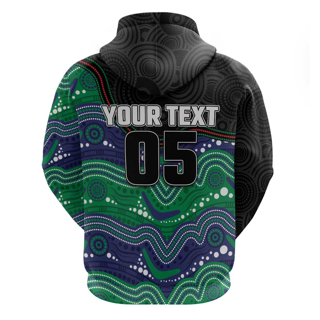 Custom Warriors Zip Hoodie Tiki Mascot With Aboriginal Indigenous