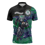 Custom Warriors Zipper Polo Shirt Tiki Mascot With Aboriginal Indigenous